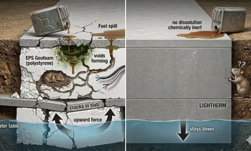 LIGHTHERM Drymix vs EPS Geofoam: 3 Failure Modes That Make Polystyrene the Wrong Choice